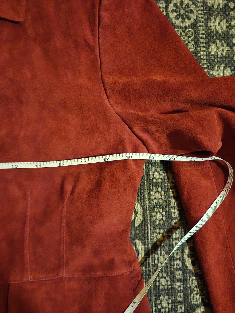Red Suede Button-Front Jacket - Picture 9 of 10